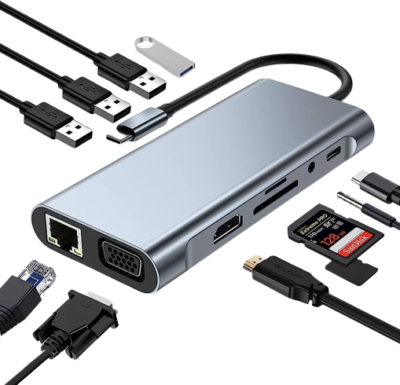 USB C Docking Station, 12 in 1 Dual Monitor Hub 4K HDMI & 1080P VGA, 100W Power Delivery, 1Gbps Ethernet, USB-C and 4 USB-A, SD TF Card Reader - Image 4