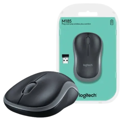 Wireless Mouse M185 – 2.4GHz | USB Mini Receiver | 1000 DPI | Ambidextrous | 12-Month Battery