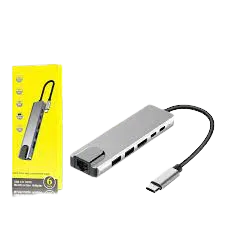 USB C Hub USB Type C 8 in 1 Hub with Detachable Connector, 4K HDMI, Ethernet, SD/MicroSD Card Reader, Up to 100W,