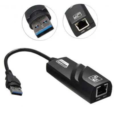 USB to Ethernet Adapter, USB 3.0 to 10/100/1000 Gigabit Wired LAN Network Adapter, RJ45 Internet Adapter Compatible with MacBook, Surface, Laptop PC with Windows